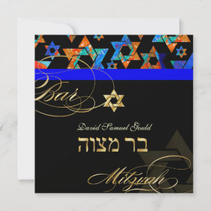 Pix Dezines Psychedelic Stars, Bar Mitzvah Einladung
