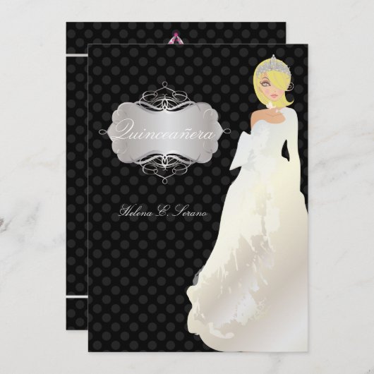 Pix Dezines Quinceañera/Quince años Prinzessin Einladung (Vorne/Hinten)