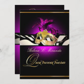 Pix Dezines Quincenera/Magenta Zebra/DIY Farbe!! Einladung (Vorne/Hinten)