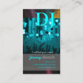 Pix Dezines Retro DJ+Tanzsaal/Aquablau Visitenkarte (Rückseite)