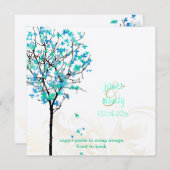 Pix Dezines retro elektrische blaue Ahornbäume Einladung (Vorne/Hinten)