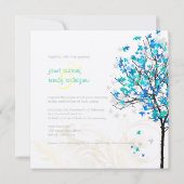Pix Dezines retro elektrische blaue Ahornbäume Einladung (Rückseite)