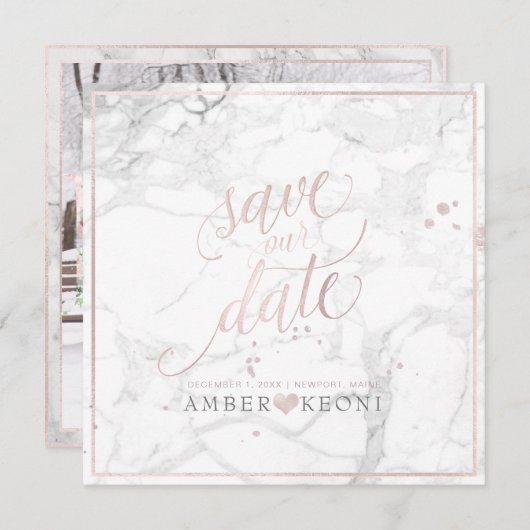 Pix Dezines RETT DATE|BLUSH PINK FUN SCRIPT+MARBLE Save The Date (Vorne/Hinten)