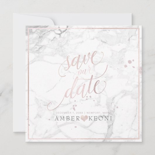Pix Dezines RETT DATE|BLUSH PINK FUN SCRIPT+MARBLE Save The Date (Vorderseite)