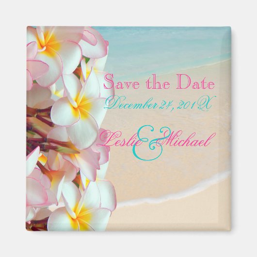 Pix Dezines Rett Date, Pink Plumeria Lei+Beach Magnet (Vorne)