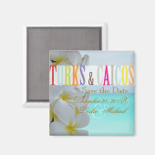 Pix Dezines Rett Date Turks, Beach+Plumeria Magnet (Vorderseite/Rückseite)