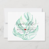 Pix Dezines Rett Datum/Grüne, Monstera Save The Date (Vorderseite)