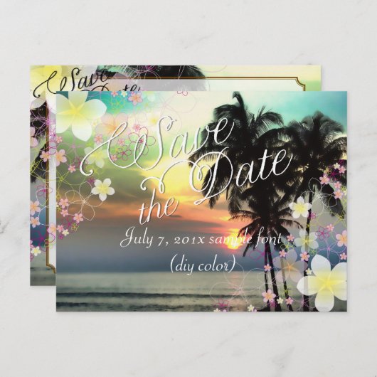 Pix Dezines/rett Datum/hula Traum/Fantasieuntergan Ankündigungspostkarte (Vorne/Hinten)