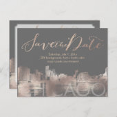 Pix Dezines/Rett Datum/Rose Gold/Chicago Ankündigungspostkarte (Vorne/Hinten)