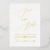 Pix Dezines Rettete unser Date Luxe Calligraphie Folieneinladung (Vorderseite)