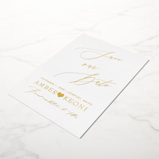 Pix Dezines Rettete unser Date Luxe Calligraphie Folieneinladung (Gedreht)