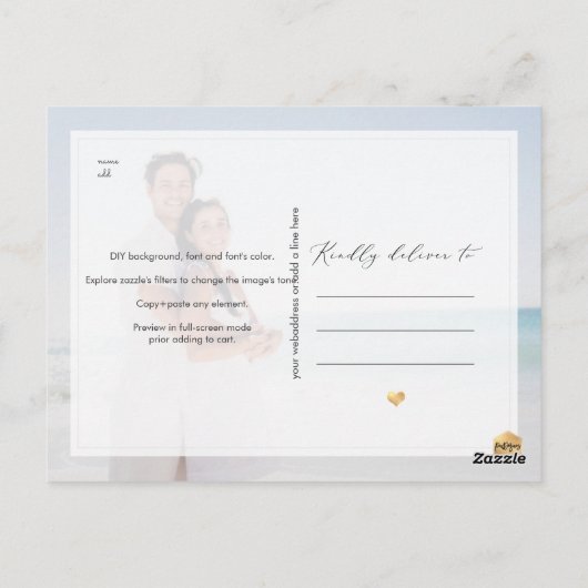 Pix Dezines Rettete unser Datum, Imitate Goldkalli Postkarte (Rückseite)