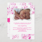 Pix Dezines Rosa Toile/Geburtsankündigung/Dusche Einladung (Vorne/Hinten)