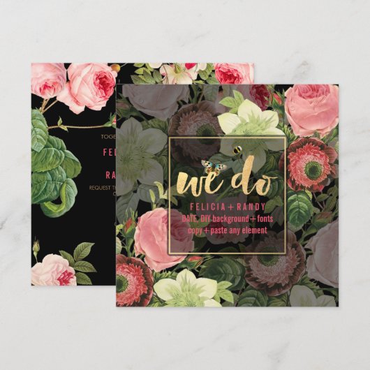 Pix Dezines Rose Garten Einladung (Vorne/Hinten)