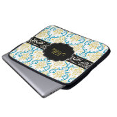 Pix Dezines Rossi Damask/DIY Monogramm+Farbe! Laptopschutzhülle (Vorne Knopf)