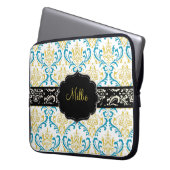 Pix Dezines Rossi Damask/DIY Monogramm+Farbe! Laptopschutzhülle (Vorderseite Links)