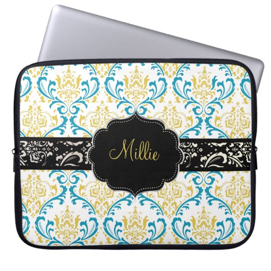 Pix Dezines Rossi Damask/DIY Monogramm+Farbe! Laptopschutzhülle (Vorderseite)