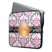 Pix Dezines Rossi Damask/DIY Monogramm+Farbe! Laptopschutzhülle (Vorderseite Links)