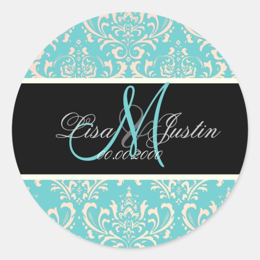 Pix Dezines Rossi Damask, Farbe nach Maß!!!! Runder Aufkleber (Vorderseite)