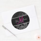 Pix Dezines Rossi Damask, Farbe nach Maß!!!! Runder Aufkleber (Umschlag)