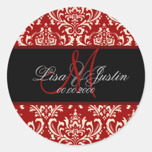 Pix Dezines Rossi Damask, Farbe nach Maß!!!! Runder Aufkleber