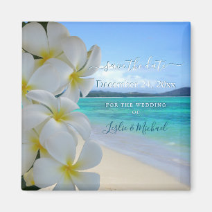 Pix Dezines SAVE THE DATE / STRAND+PLUMERIA LEI Magnet