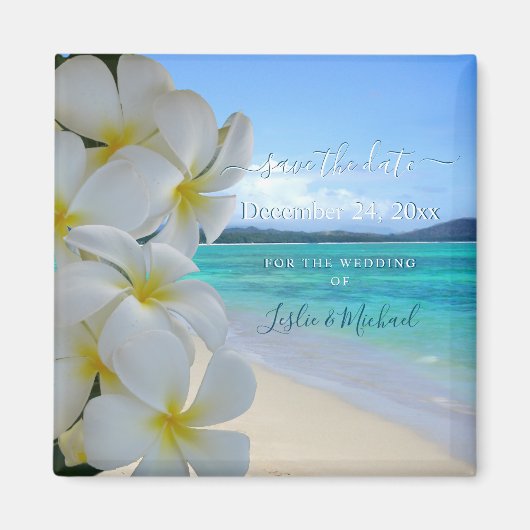 Pix Dezines SAVE THE DATE / STRAND+PLUMERIA LEI Magnet (Vorne)