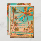 Pix Dezines/Save the Date/Vintag hawaii Ankündigungspostkarte (Vorne/Hinten)
