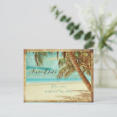 Pix Dezines/Save the Date/Vintager Strand Ankündigungspostkarte (Stehend Vorderseite)