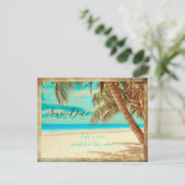 Pix Dezines/Save the Date/Vintager Strand Ankündigungspostkarte (Stehend Vorderseite)