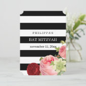 Pix Dezines Schwarz-weiße Streifen Mitzvah Einladung (Stehend Vorderseite)