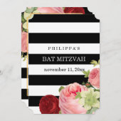 Pix Dezines Schwarz-weiße Streifen Mitzvah Einladung (Vorne/Hinten)