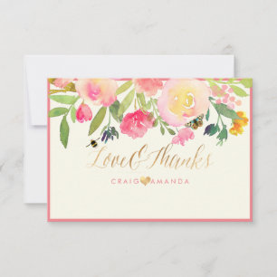 Pix Dezines Spring Floral Watercolor Vielen Dank Dankeskarte