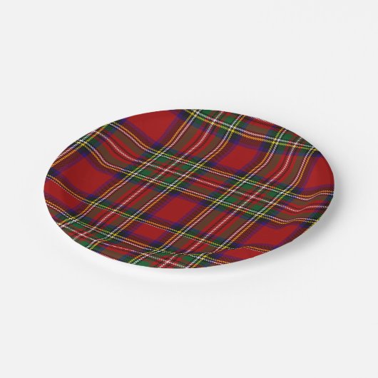 Pix Dezines-Stewart-Tartan Pappteller (Schrägansicht)