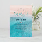 Pix Dezines surfs up, aqua Strand Bar Mitzvah Invi Einladung (Stehend Vorderseite)