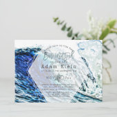 Pix Dezines Surfs Up Beach Bar Mitzvah Einladung (Stehend Vorderseite)