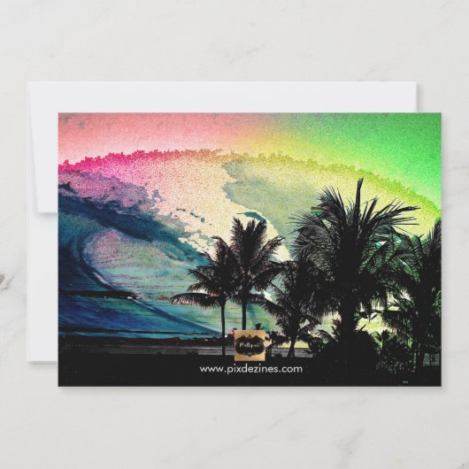 Pix Dezines Surfs Up Beach Bar Mitzvah Einladung (Rückseite)