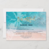 Pix Dezines surft hoch, Palmen, Strand ba mitzvah  Einladung (Vorderseite)