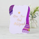 Pix Dezines Tallit/Magenta/Lila/Bat Mitzvah Einladung (Stehend Vorderseite)