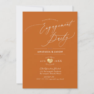 Pix Dezines Terracotta Calligrafy Engagement Party Einladung