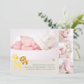 Pix Dezines tiger giraffe Foto Geburtsankündigung Ankündigung (Stehend Vorderseite)