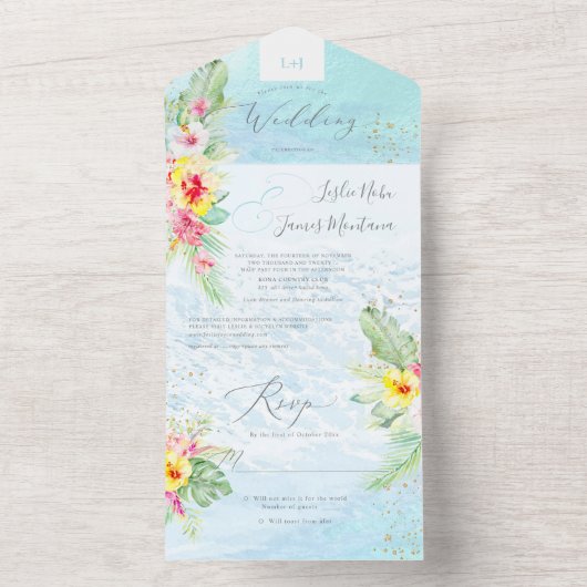 Pix Dezines Tropical Paradise Beach Event All In One Einladung (Innen Boden)