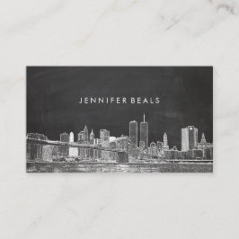 Pix Dezines Twin Towers NYC Skyline/Chalkboard Visitenkarte