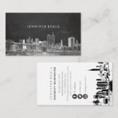 Pix Dezines Twin Towers NYC Skyline/Chalkboard Visitenkarte (Vorne/Hinten)