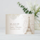 Pix Dezines UAWG Imitats Bronze Eiffelturm/Champag RSVP Karte (Stehend Vorderseite)