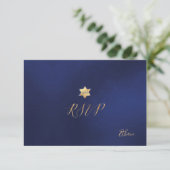 Pix Dezines UAWG minimalist Navy Blue Mitzvah ✡ RSVP Karte (Stehend Vorderseite)
