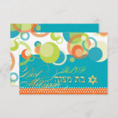 Pix Dezines uAwg/Mod Bubbles, Bat Mitzvah/Aquamari RSVP Karte (Vorne/Hinten)