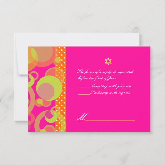 Pix Dezines uAwg/Mod Bubbles, Bat Mitzvah RSVP Karte (Rückseite)