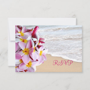 Pix Dezines uAwg pink plumeria Lei /beach RSVP Karte