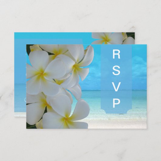 Pix Dezines uAwg Plumeria Lei /beach RSVP Karte (Vorne/Hinten)